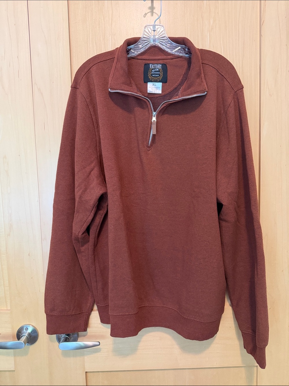 Victory Rugged Wear Men’s Rust Half-Zip Pullover Sweater